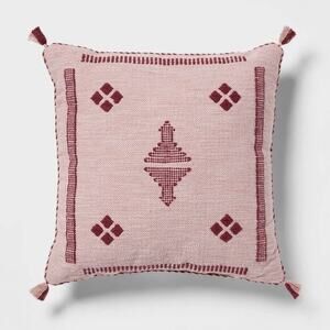 Threshold NWOT Cactus Silk Woven Square Diamond Decorative Pillow Mauve